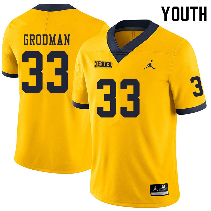 Youth #33 Louis Grodman Michigan Wolverines College Football Jerseys Sale-Yellow